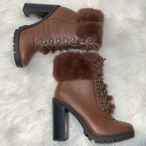 BCBGeneration Womens Pelica Faux Leather Combat & Lace-up Boots Shoes. Sz 7.5M